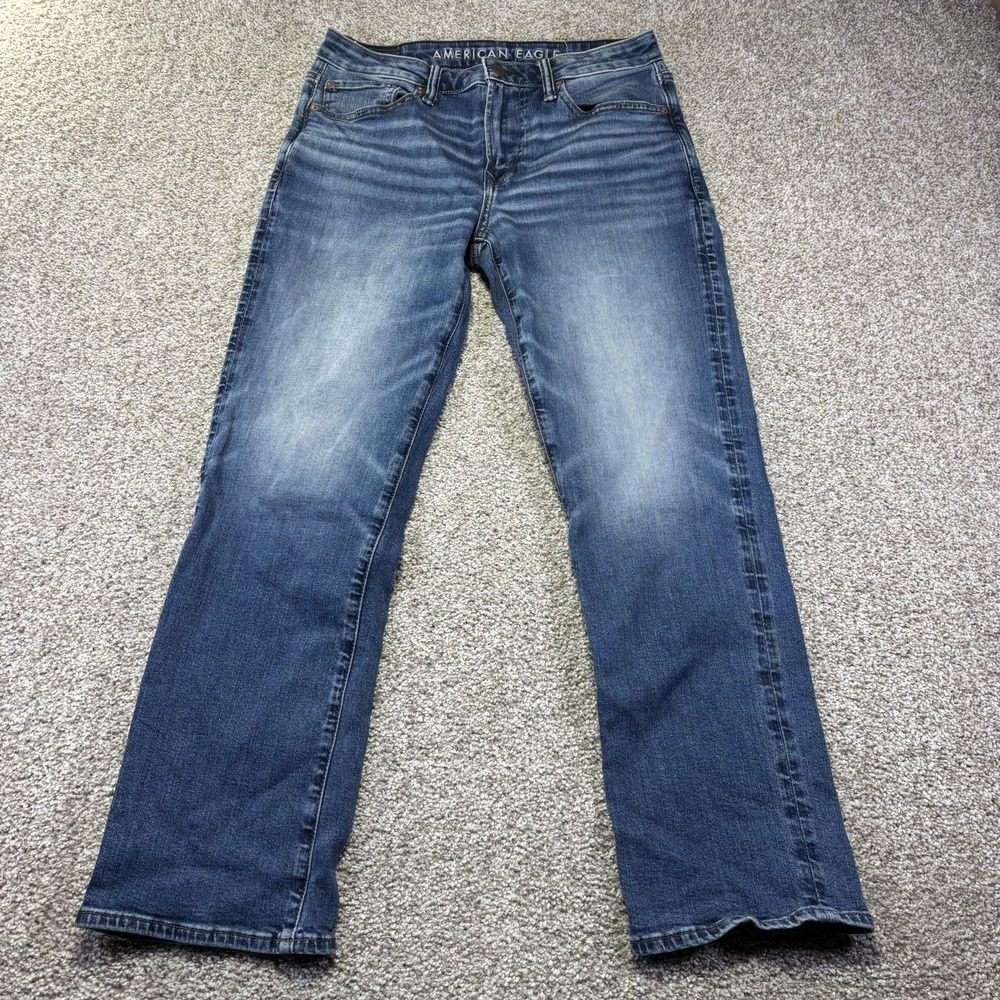 American Eagle Airflex+ Original Boot Jeans Mens 32x30 Blue Wash Bootcut Denim